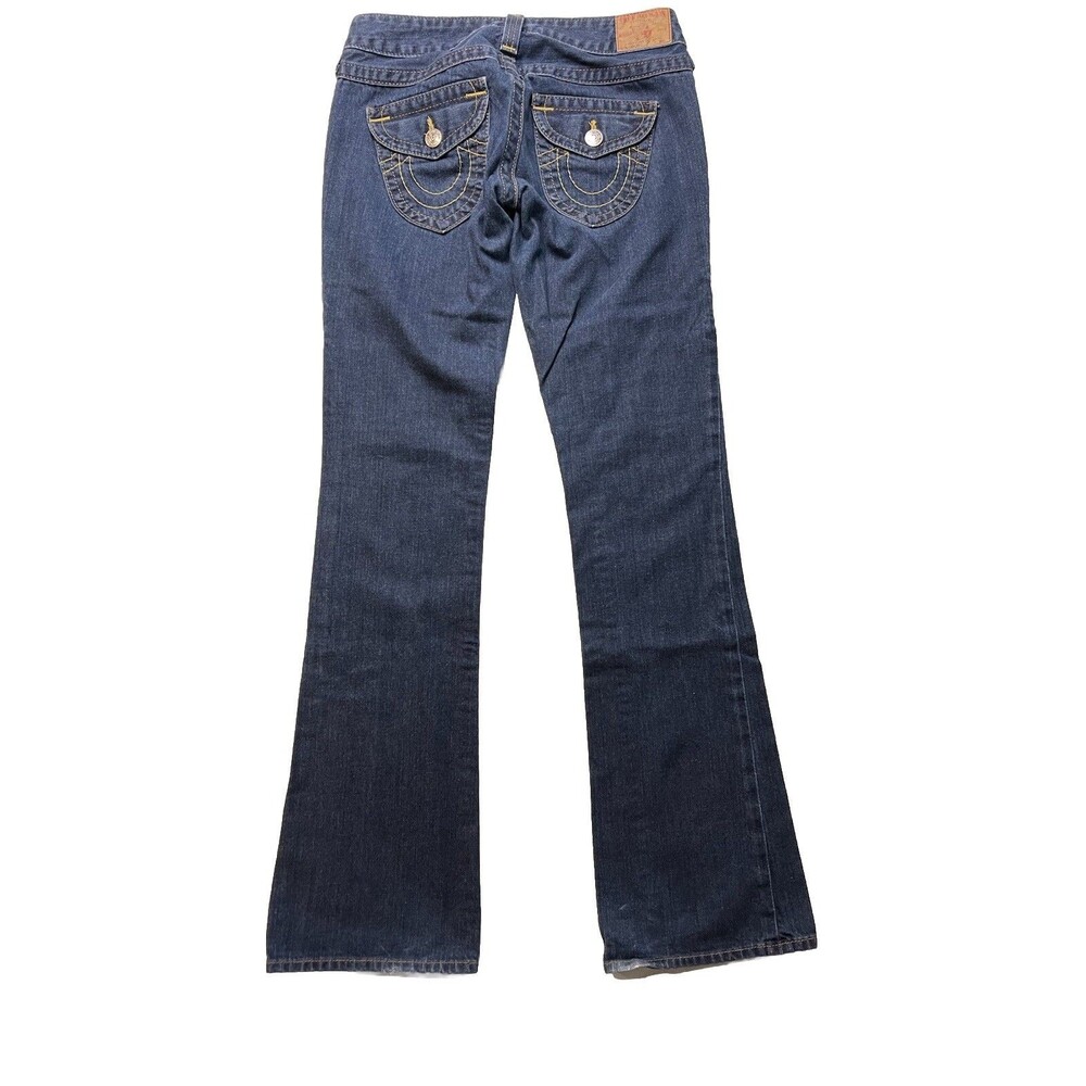 True Religion Bootcut Denim Jeans Becky Med Wash Low Rise Flap Pockets Sz 27